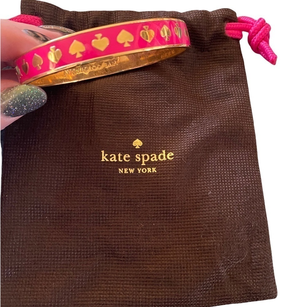 Kate Spade ♠️“Live Colorfully” Hot Pink w/Gold Spades Idiom Bangle Bracelet